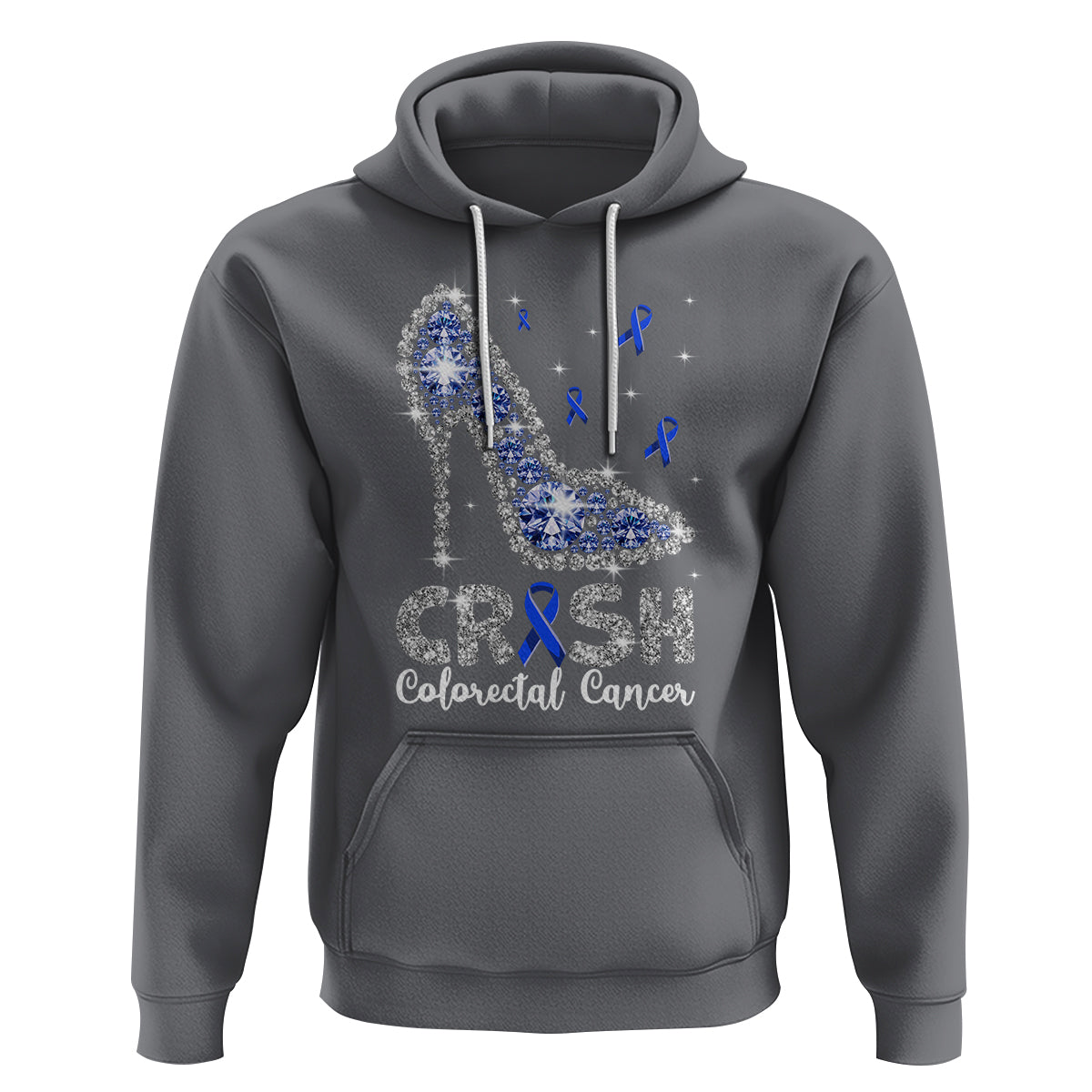 Colorectal Cancer Awareness Hoodie Crush Colon Colonscopy Blue Ribbon High Heels - Wonder Print Shop
