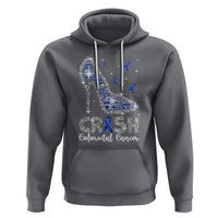 Colorectal Cancer Awareness Hoodie Crush Colon Colonscopy Blue Ribbon High Heels - Wonder Print Shop