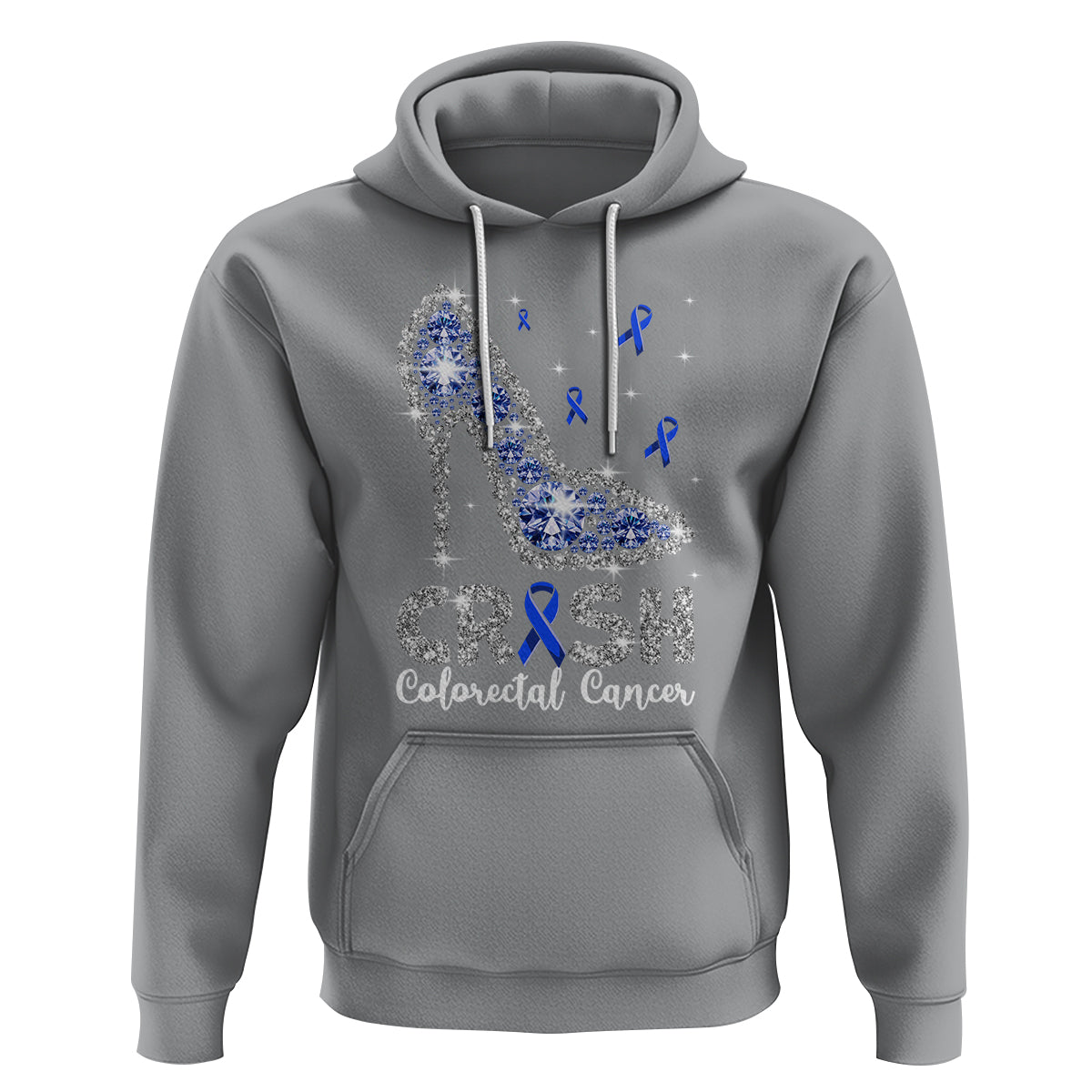 Colorectal Cancer Awareness Hoodie Crush Colon Colonscopy Blue Ribbon High Heels - Wonder Print Shop
