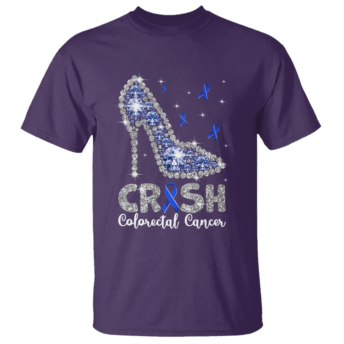 Colorectal Cancer Awareness T Shirt Crush Colon Colonscopy Blue Ribbon High Heels - Wonder Print Shop