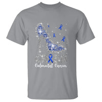 Colorectal Cancer Awareness T Shirt Crush Colon Colonscopy Blue Ribbon High Heels - Wonder Print Shop