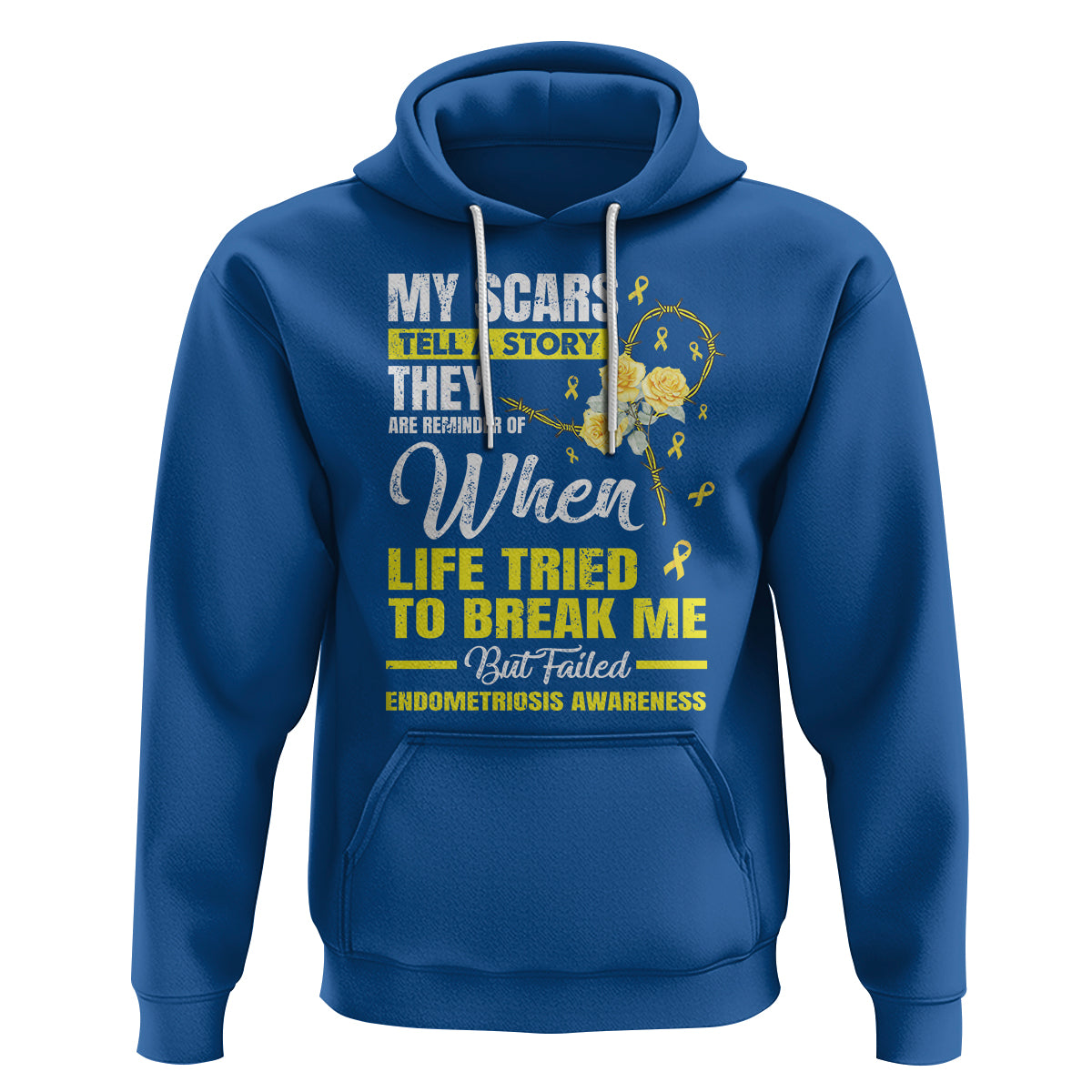 Endometriosis Awareness Hoodie My Scars Tell A Story When Life Tried To Break Me But Failed - Wonder Print Shop