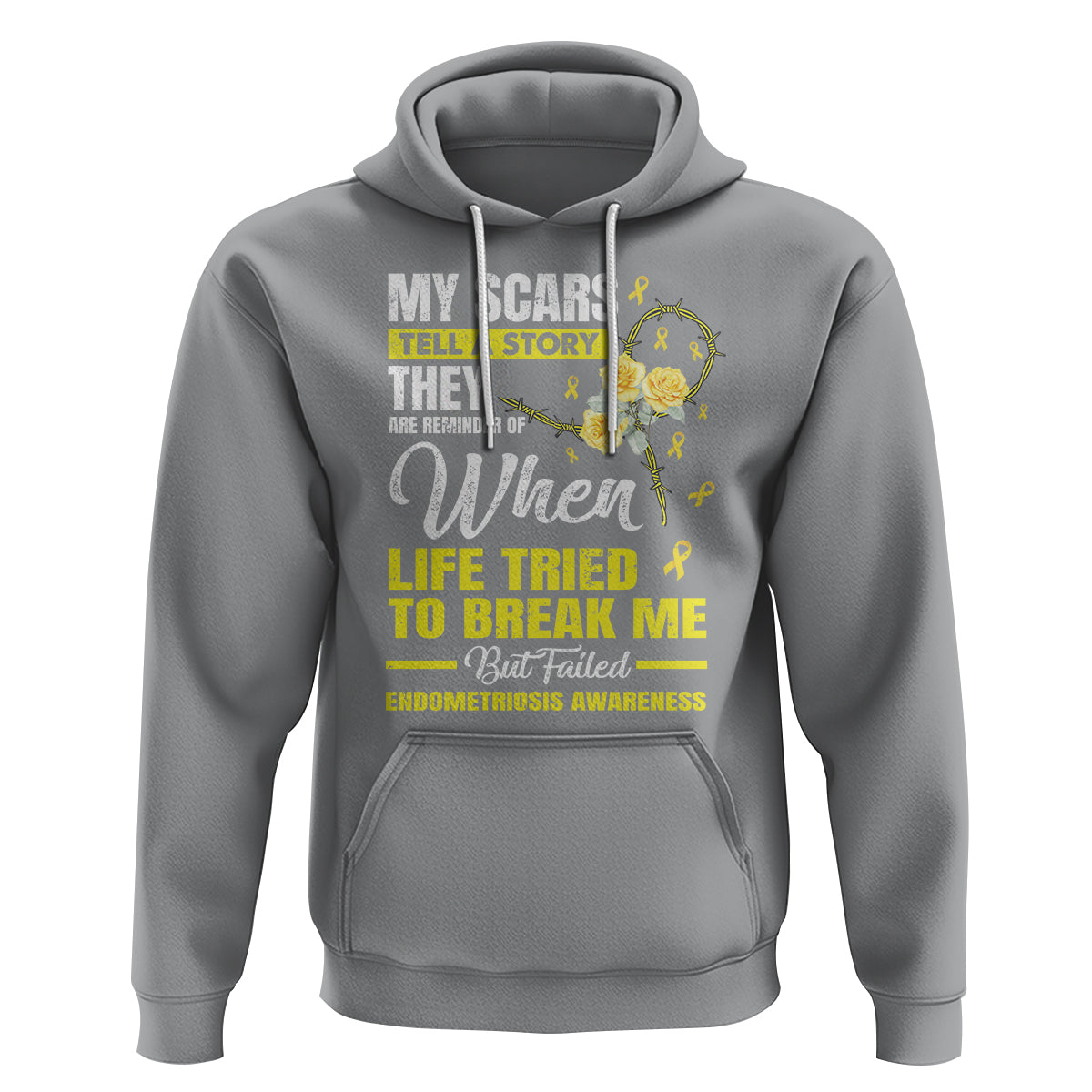 Endometriosis Awareness Hoodie My Scars Tell A Story When Life Tried To Break Me But Failed - Wonder Print Shop