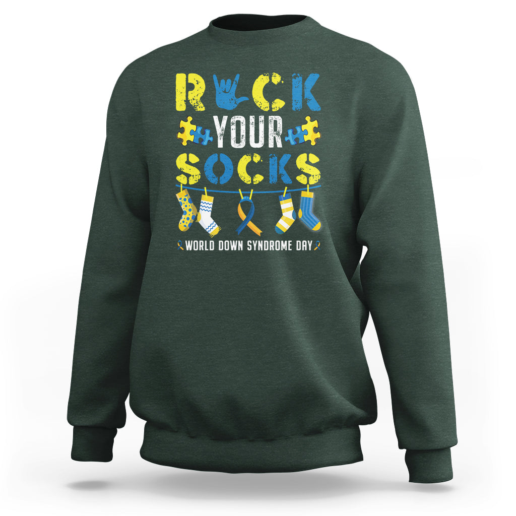 Down Syndrome Day Funny Rock Your Sock Sweatshirt - Wonder Print Shop