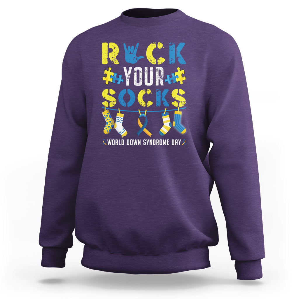Down Syndrome Day Funny Rock Your Sock Sweatshirt - Wonder Print Shop