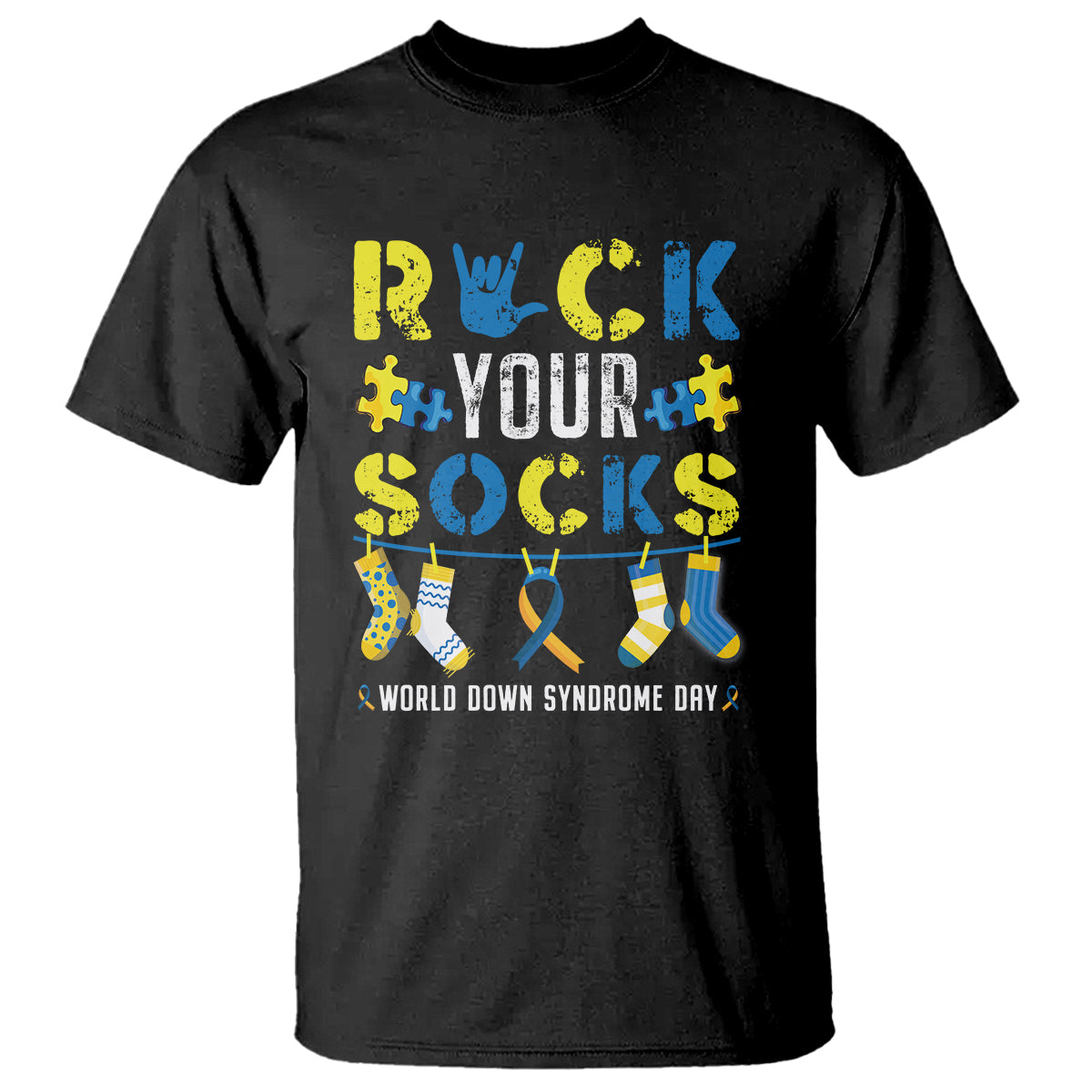 Down Syndrome Day Funny Rock Your Sock T Shirt - Wonder Print Shop