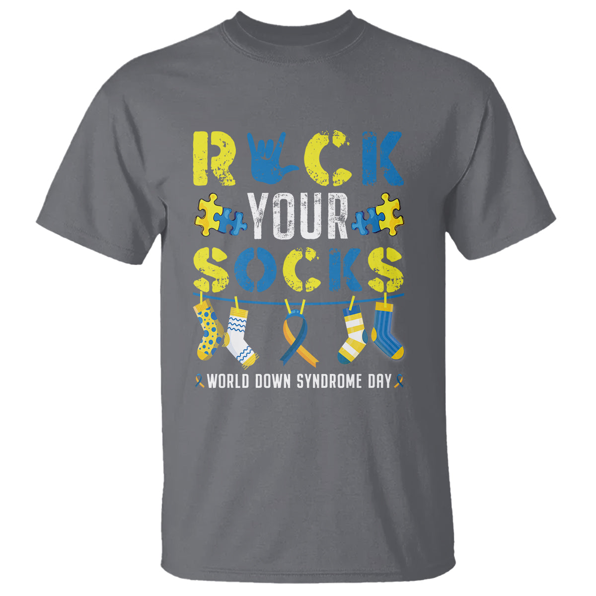 Down Syndrome Day Funny Rock Your Sock T Shirt - Wonder Print Shop