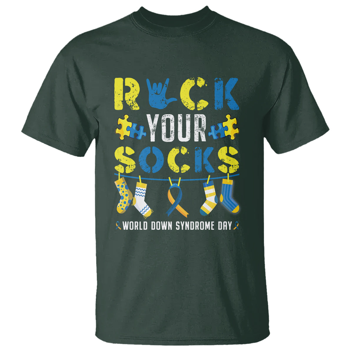 Down Syndrome Day Funny Rock Your Sock T Shirt - Wonder Print Shop