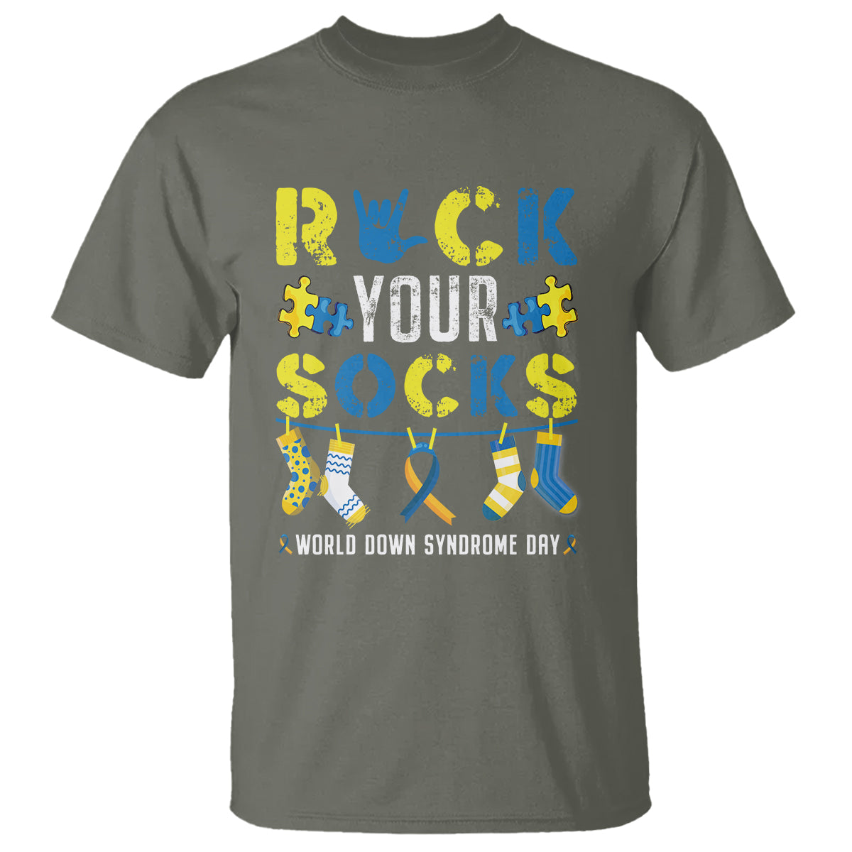 Down Syndrome Day Funny Rock Your Sock T Shirt - Wonder Print Shop