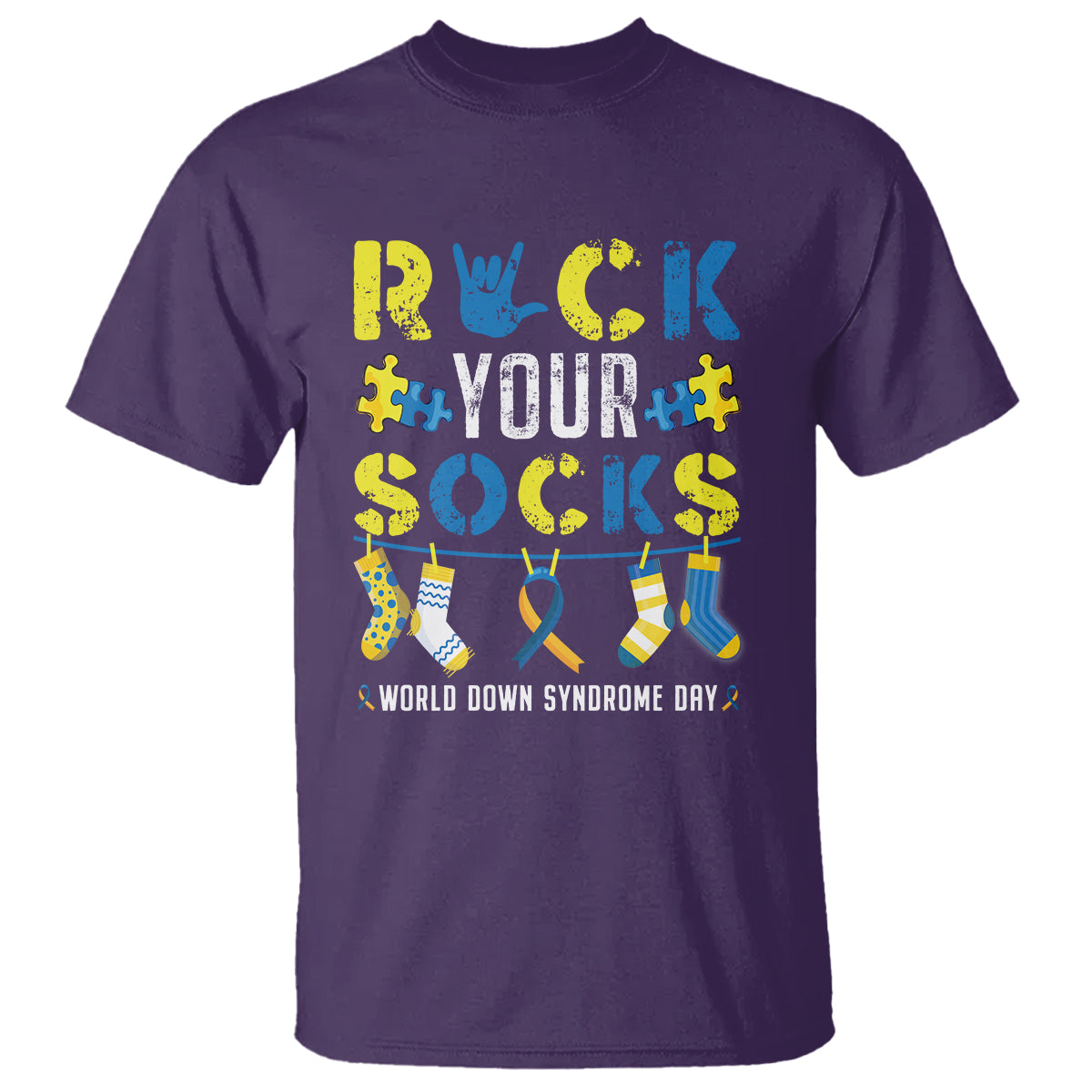 Down Syndrome Day Funny Rock Your Sock T Shirt - Wonder Print Shop