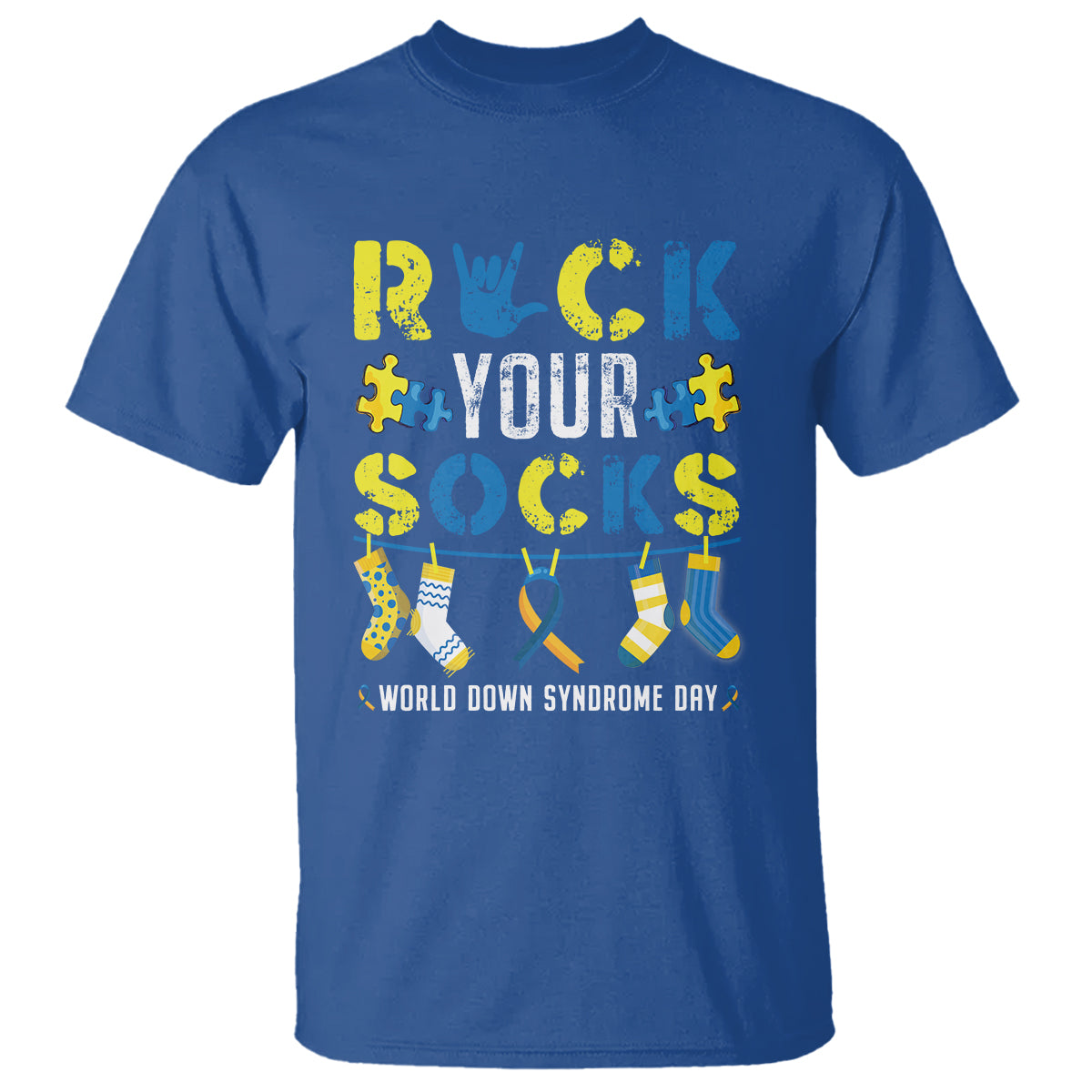 Down Syndrome Day Funny Rock Your Sock T Shirt - Wonder Print Shop