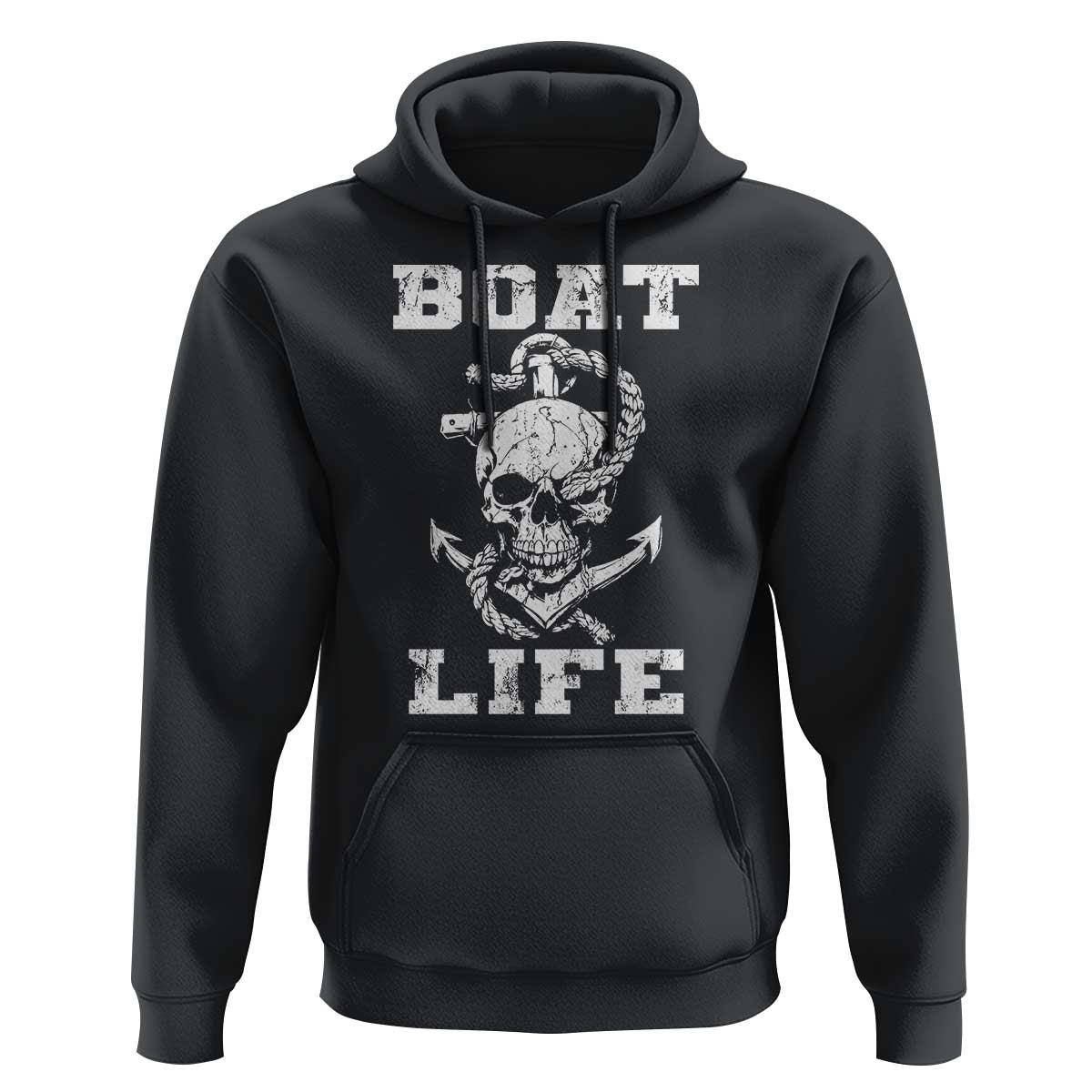 Boat Life Hoodie Funny Skull Anchor