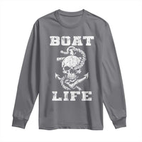 Boat Life Long Sleeve Shirt Funny Skull Anchor
