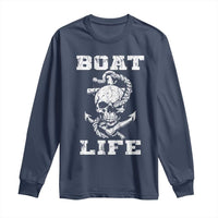 Boat Life Long Sleeve Shirt Funny Skull Anchor