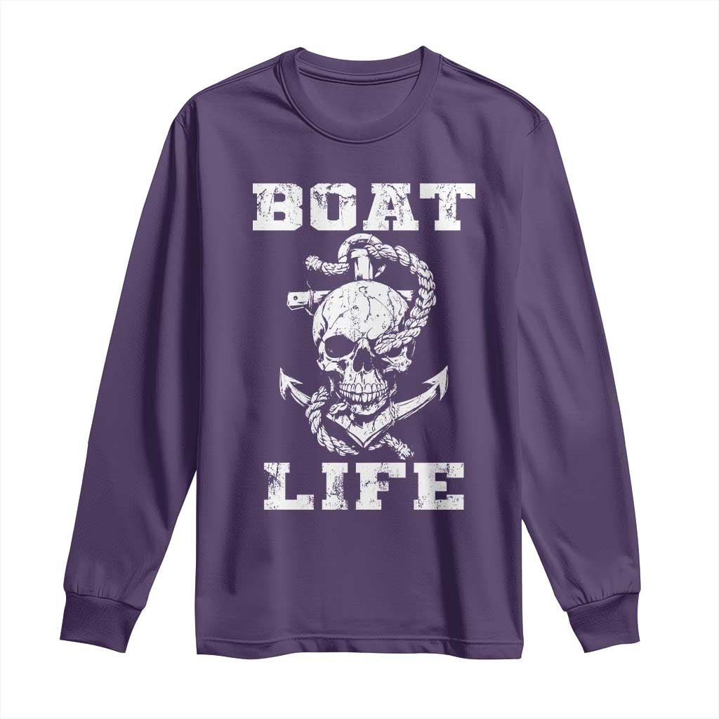 Boat Life Long Sleeve Shirt Funny Skull Anchor
