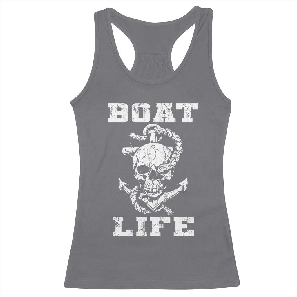 Boat Life Racerback Tank Top Funny Skull Anchor
