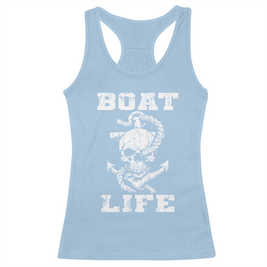 Boat Life Racerback Tank Top Funny Skull Anchor