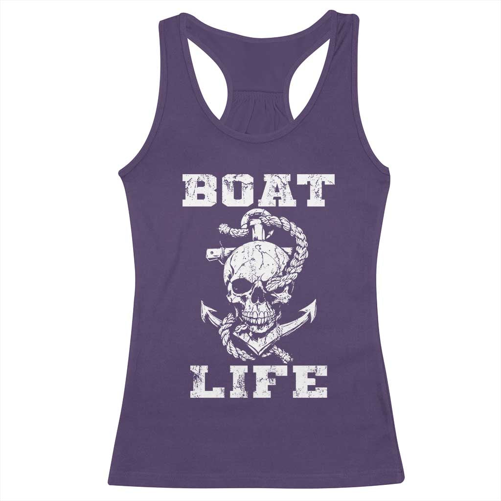 Boat Life Racerback Tank Top Funny Skull Anchor
