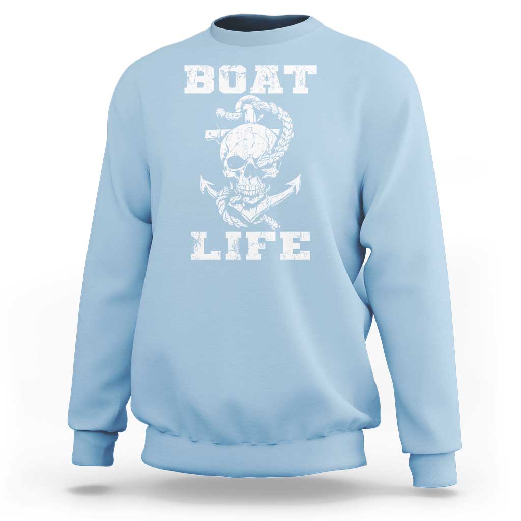 Boat Life Sweatshirt Funny Skull Anchor