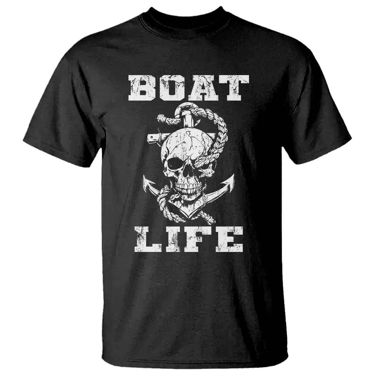 Boat Life T Shirt Funny Skull Anchor