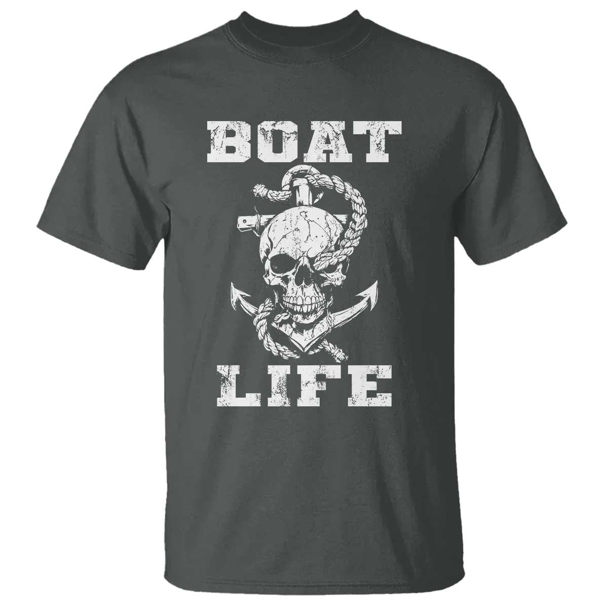 Boat Life T Shirt Funny Skull Anchor
