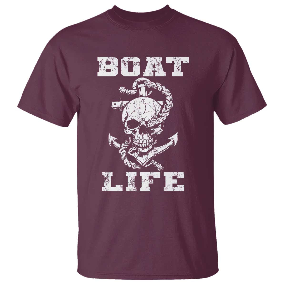 Boat Life T Shirt Funny Skull Anchor