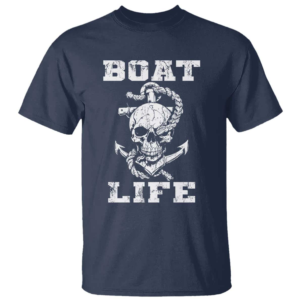 Boat Life T Shirt Funny Skull Anchor