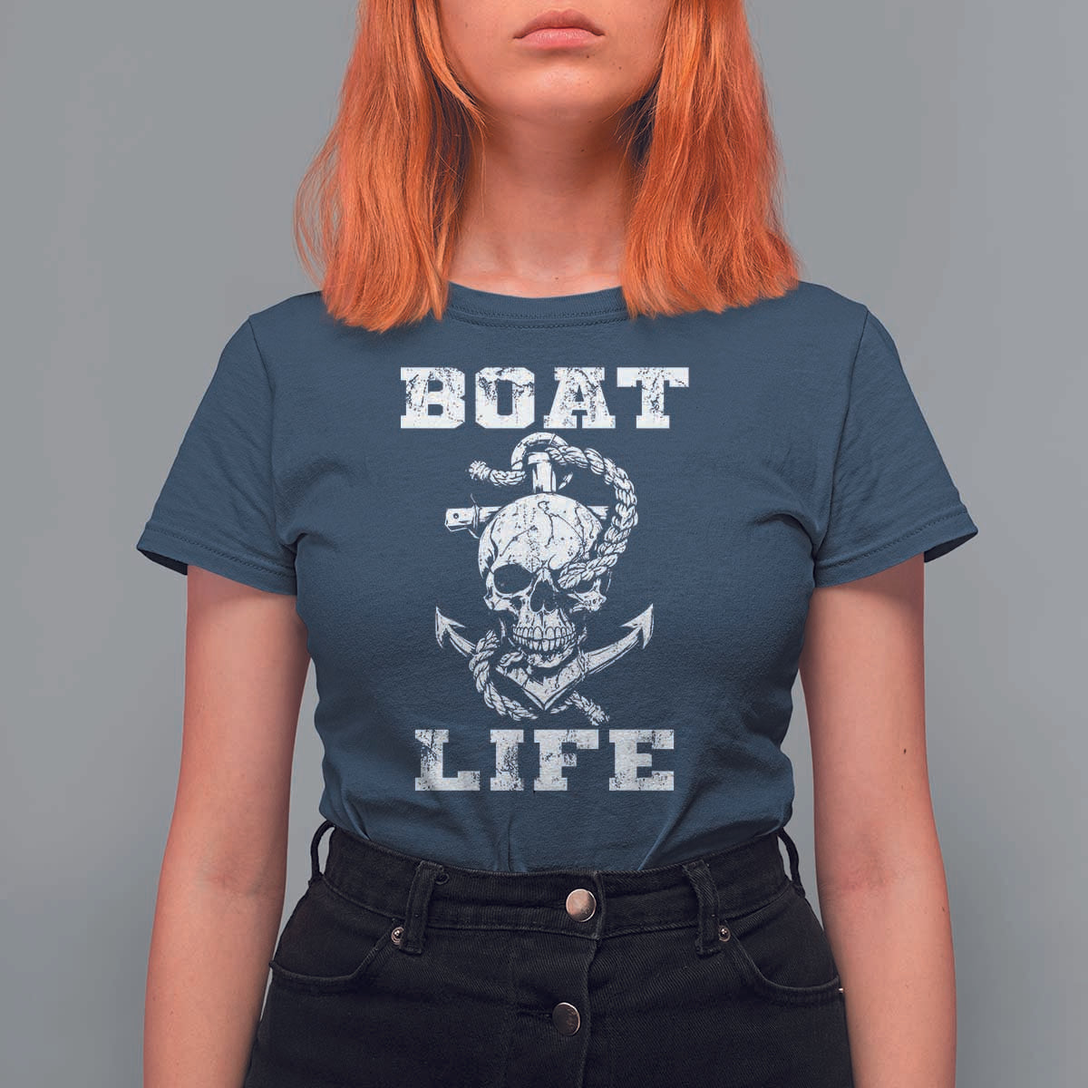 Boat Life T Shirt For Women Funny Skull Anchor
