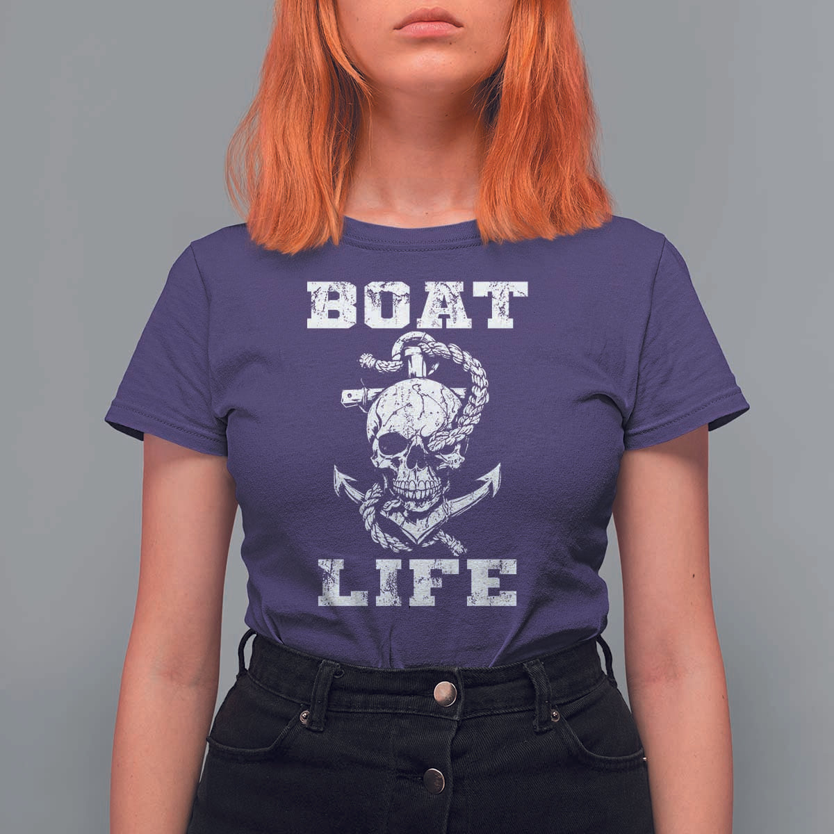 Boat Life T Shirt For Women Funny Skull Anchor