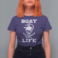 Boat Life T Shirt For Women Funny Skull Anchor