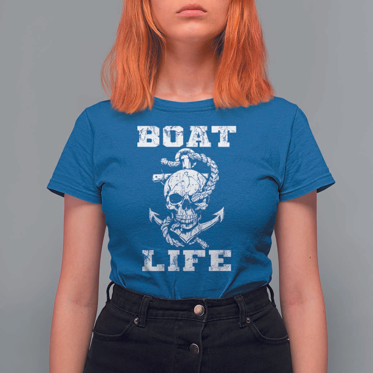 Boat Life T Shirt For Women Funny Skull Anchor