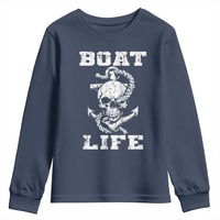 Boat Life Youth Sweatshirt Funny Skull Anchor