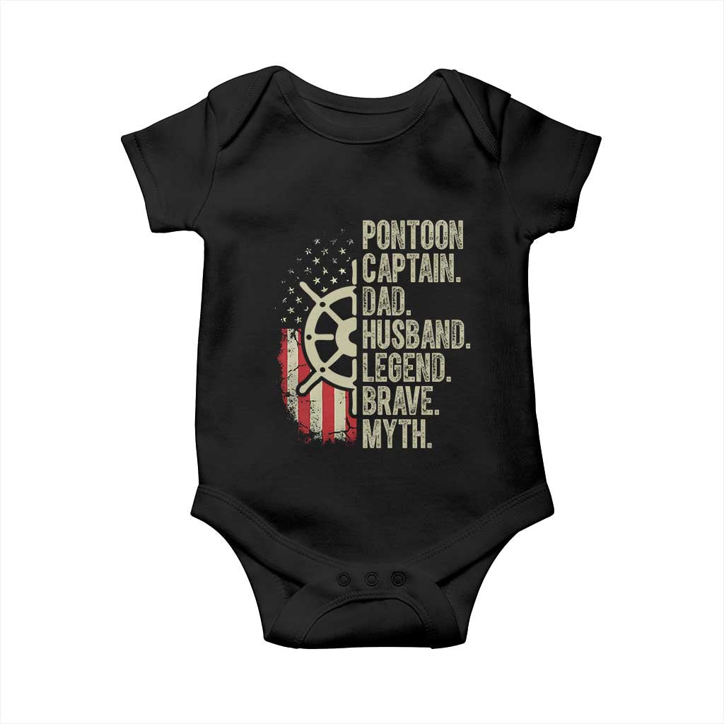 Pontoon Boat Captain Baby Onesie Dad Husband Legend Brave Myth