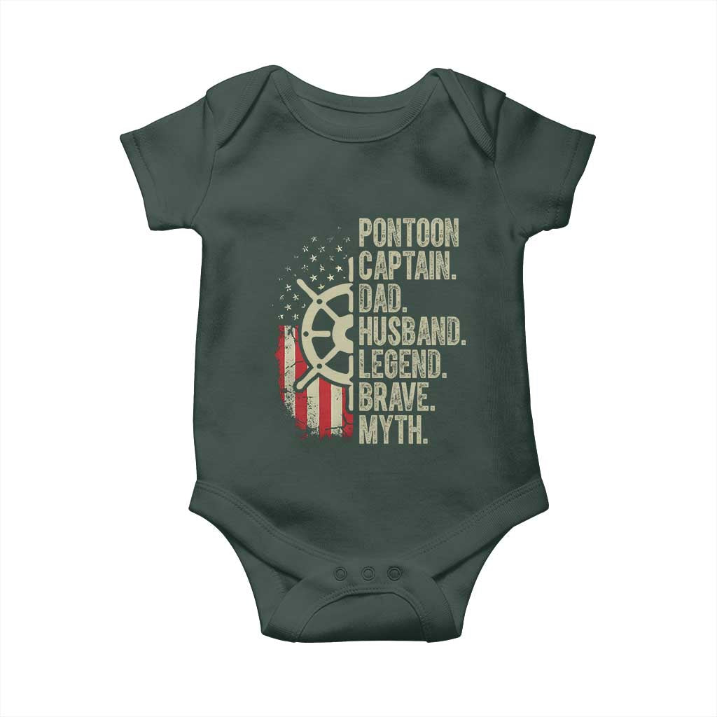 Pontoon Boat Captain Baby Onesie Dad Husband Legend Brave Myth