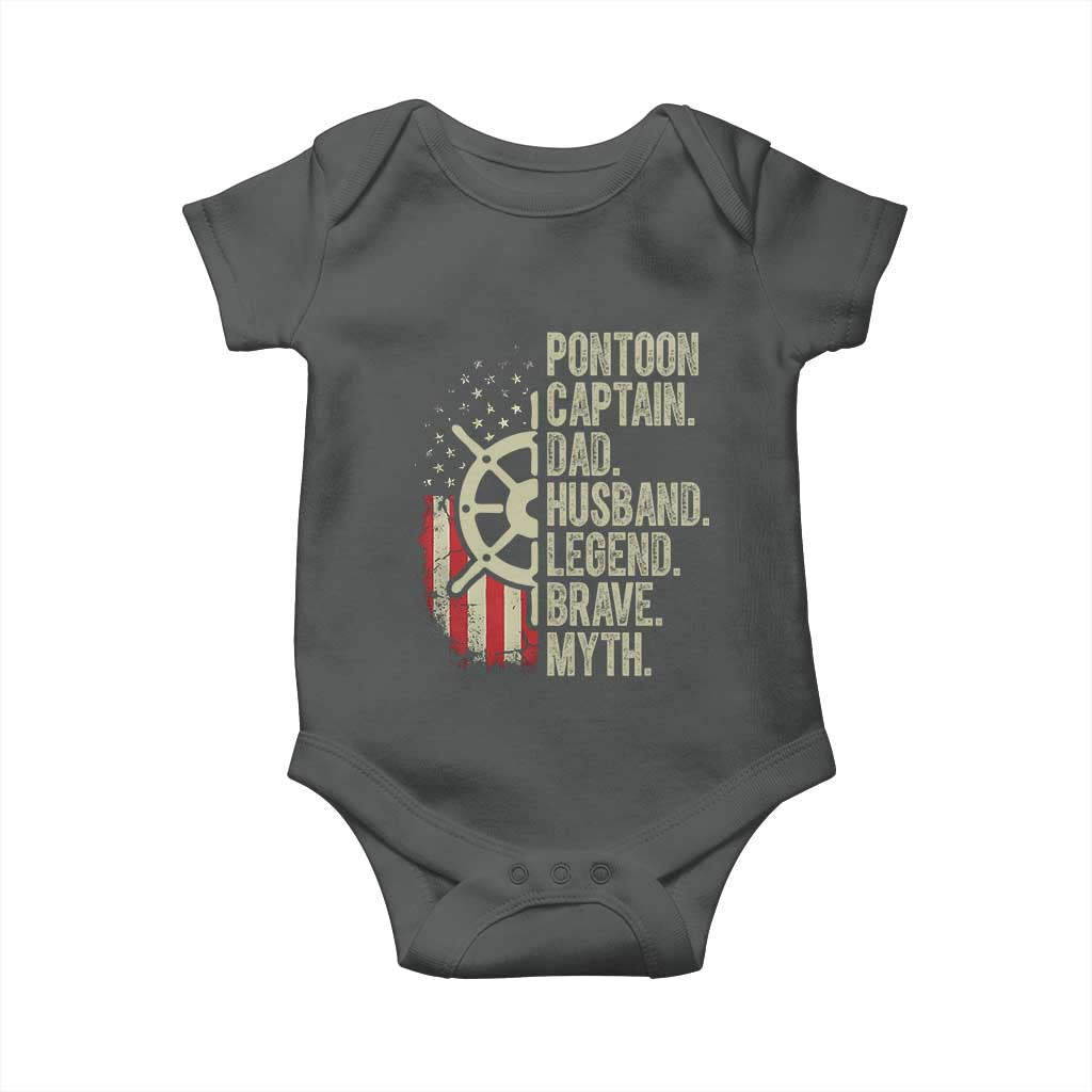 Pontoon Boat Captain Baby Onesie Dad Husband Legend Brave Myth