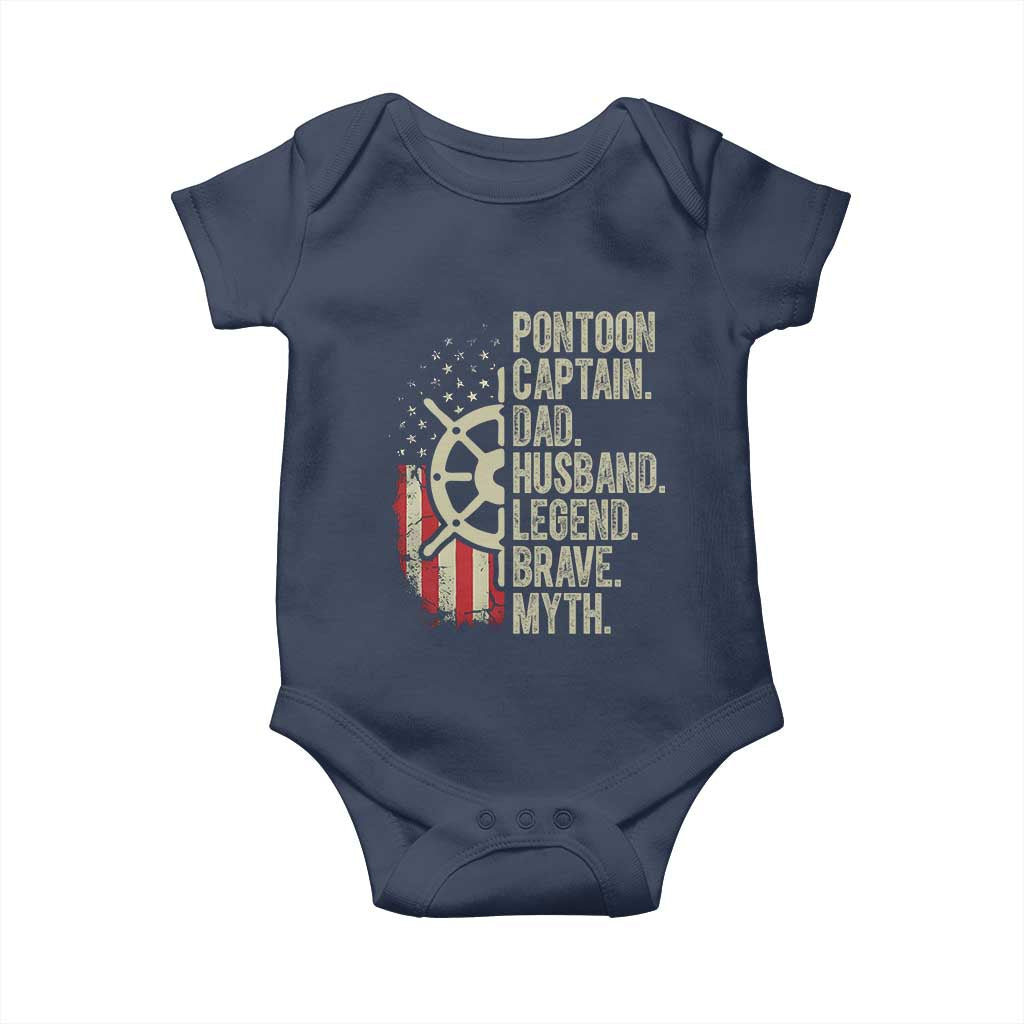 Pontoon Boat Captain Baby Onesie Dad Husband Legend Brave Myth