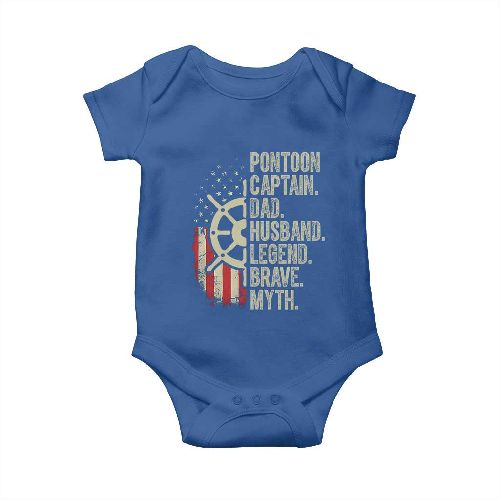 Pontoon Boat Captain Baby Onesie Dad Husband Legend Brave Myth