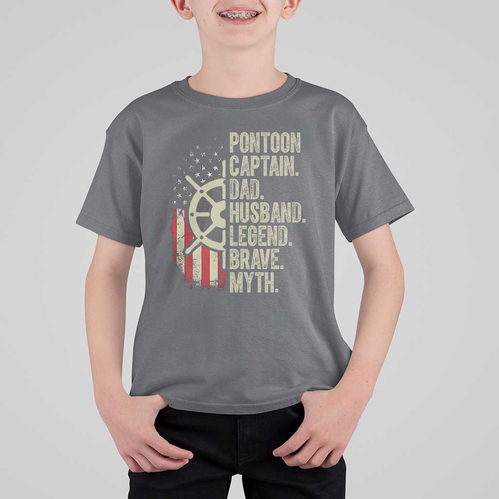 Pontoon Boat Captain T Shirt For Kid Dad Husband Legend Brave Myth