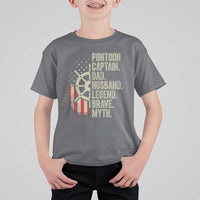 Pontoon Boat Captain T Shirt For Kid Dad Husband Legend Brave Myth