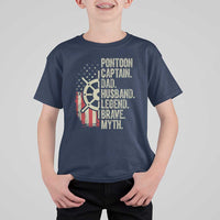 Pontoon Boat Captain T Shirt For Kid Dad Husband Legend Brave Myth