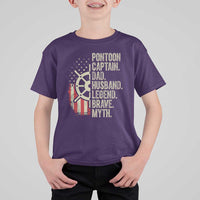 Pontoon Boat Captain T Shirt For Kid Dad Husband Legend Brave Myth