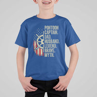 Pontoon Boat Captain T Shirt For Kid Dad Husband Legend Brave Myth