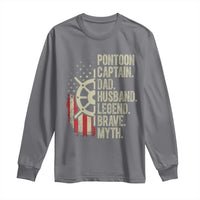 Pontoon Boat Captain Long Sleeve Shirt Dad Husband Legend Brave Myth