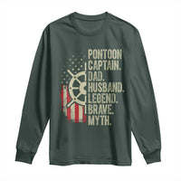 Pontoon Boat Captain Long Sleeve Shirt Dad Husband Legend Brave Myth