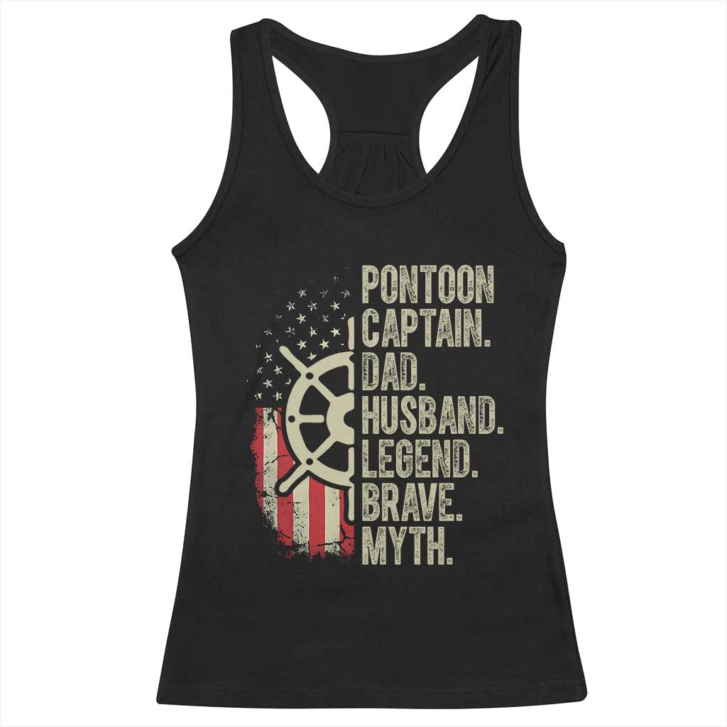 Pontoon Boat Captain Racerback Tank Top Dad Husband Legend Brave Myth