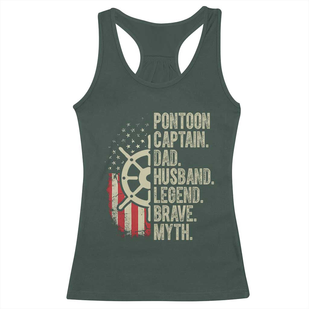 Pontoon Boat Captain Racerback Tank Top Dad Husband Legend Brave Myth