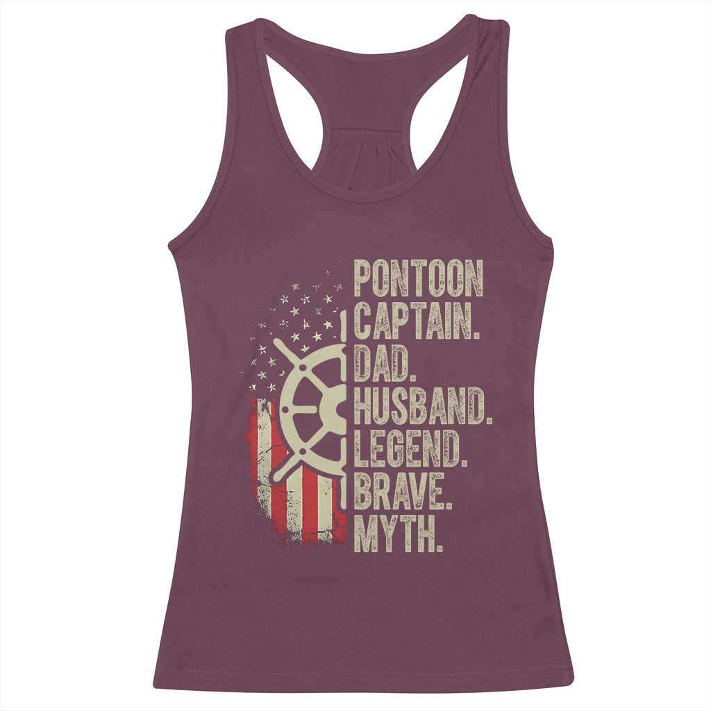 Pontoon Boat Captain Racerback Tank Top Dad Husband Legend Brave Myth