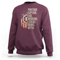 Pontoon Boat Captain Sweatshirt Dad Husband Legend Brave Myth