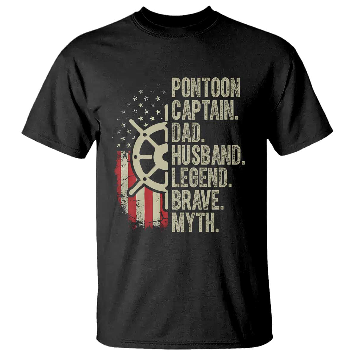 Pontoon Boat Captain T Shirt Dad Husband Legend Brave Myth