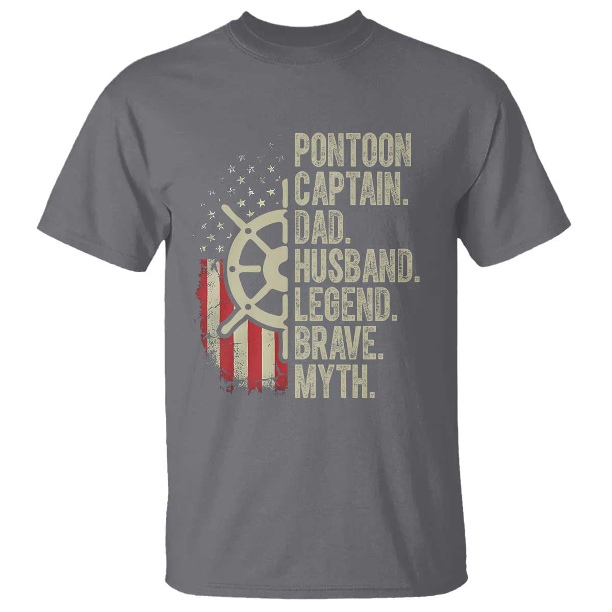Pontoon Boat Captain T Shirt Dad Husband Legend Brave Myth